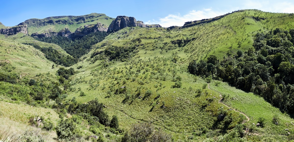 The dramatic Amphitheatre rock face in the Royal Natal National Park in the Drakensberg mountains